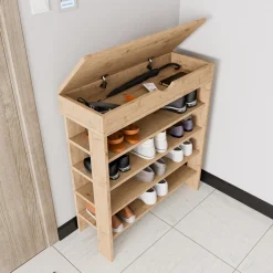 Scarpiere > Dmora Scarpiera 6 Ripiani 2 Ante 60x33x191.5h cm, Maniglie Incluse - Delizia Marrone Rovere