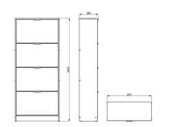 Scarpiere > Dmora Scarpiera 8 Ripiani 4 Ante 67x28x155.5h cm, Maniglie Incluse - Santina Marrone Rovere