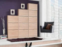 Scarpiere > Dmora Scarpiera 8 Ripiani 4 Ante 67x28x155.5h cm, Maniglie Incluse - Santina Marrone Rovere