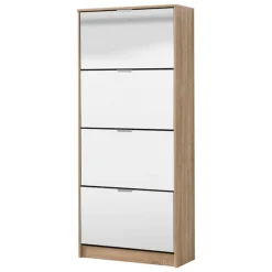 Scarpiera Marrone Rovere 8 Ripiani 8 Vani 67x28x155.5h cm, 4 Ante - Pentone