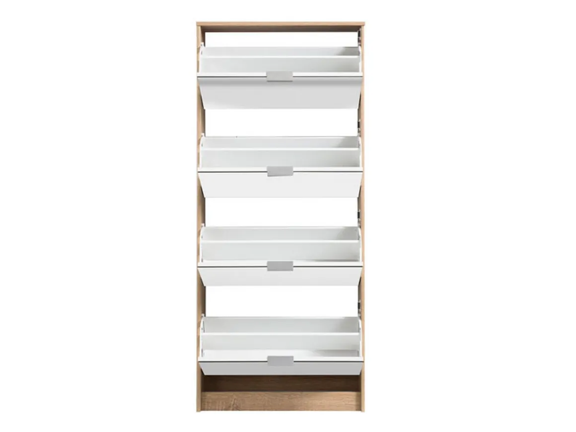 Scarpiera Marrone Rovere 8 Ripiani 8 Vani 67x28x155.5h cm, 4 Ante - Pentone