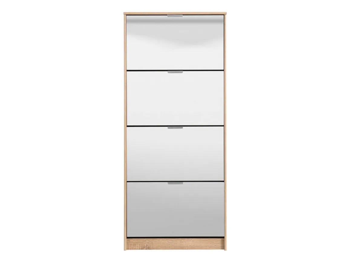 Scarpiera Marrone Rovere 8 Ripiani 8 Vani 67x28x155.5h cm, 4 Ante - Pentone