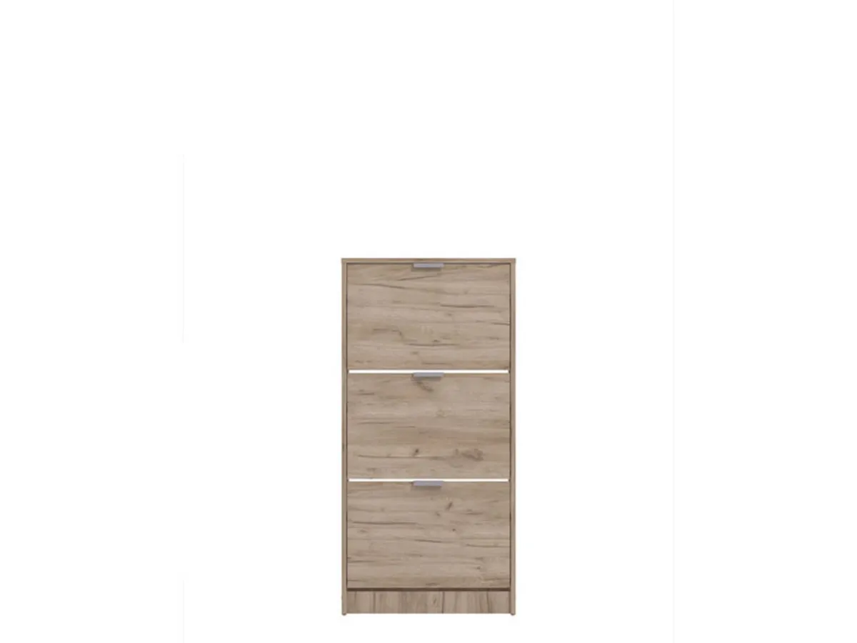 Scarpiere > Dmora Scarpiera 3 Ripiani 3 Ante 58x18x119h cm, Maniglie Incluse - Melle Marrone Rovere scuro