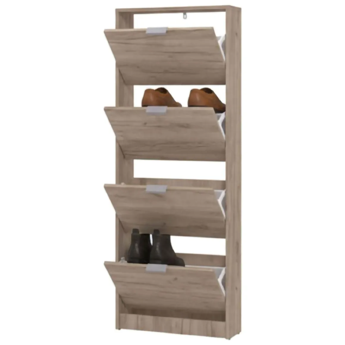 Scarpiere > Dmora Scarpiera un Ripiano 5 Ante 58x18x191.5h cm, kit Fissaggio a Muro Incluso - Capriolo Marrone Rovere scuro