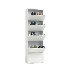 Scarpiera minimal 5 ante bianca 50x172h cm in metallo - Afrend