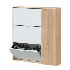Scarpiera moderna 4 ante rovere e bianca 106x115h cm - Ammour
