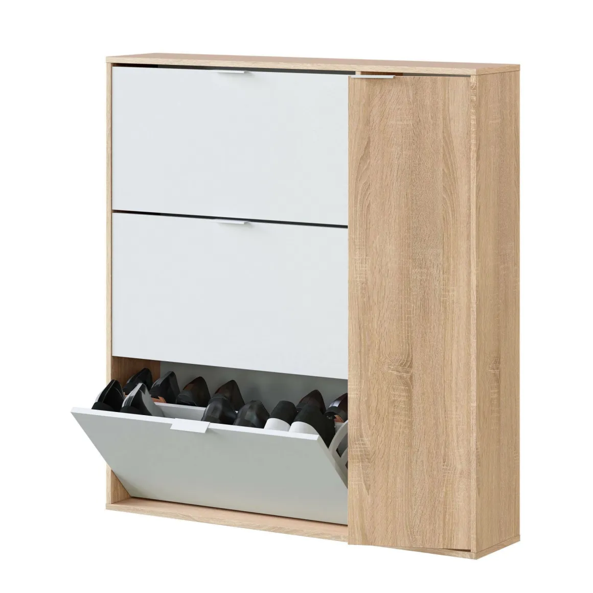 Scarpiera moderna 4 ante rovere e bianca 106x115h cm - Ammour