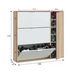 Scarpiera moderna 4 ante rovere e bianca 106x115h cm - Ammour