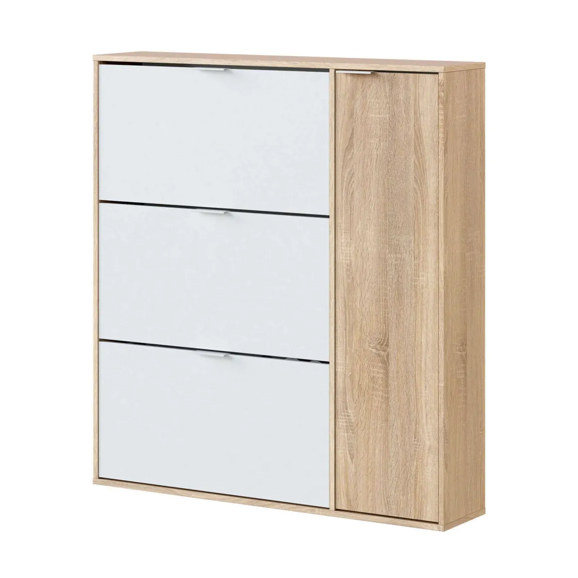 Scarpiera moderna 4 ante rovere e bianca 106x115h cm - Ammour