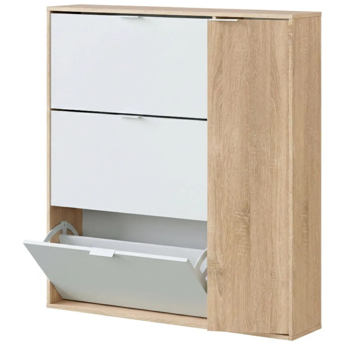 Scarpiera moderna 4 ante rovere e bianca 106x115h cm - Ammour