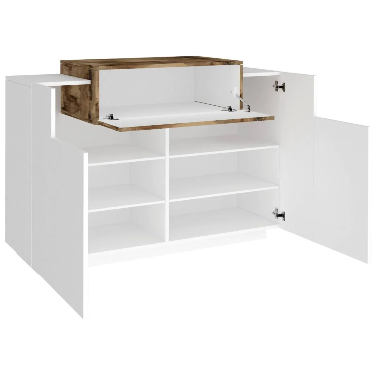 Bagno|Scarpiere > Dmora Scarpiera moderna bianca lucida e acero 120x86h cm - Aristotle Marrone Acero, Bianco Lucido