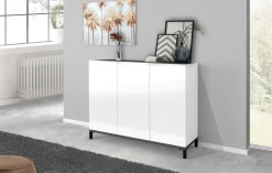 Scarpiera Modesta, cm 120x40h80, Bianco lucido e Ardesia