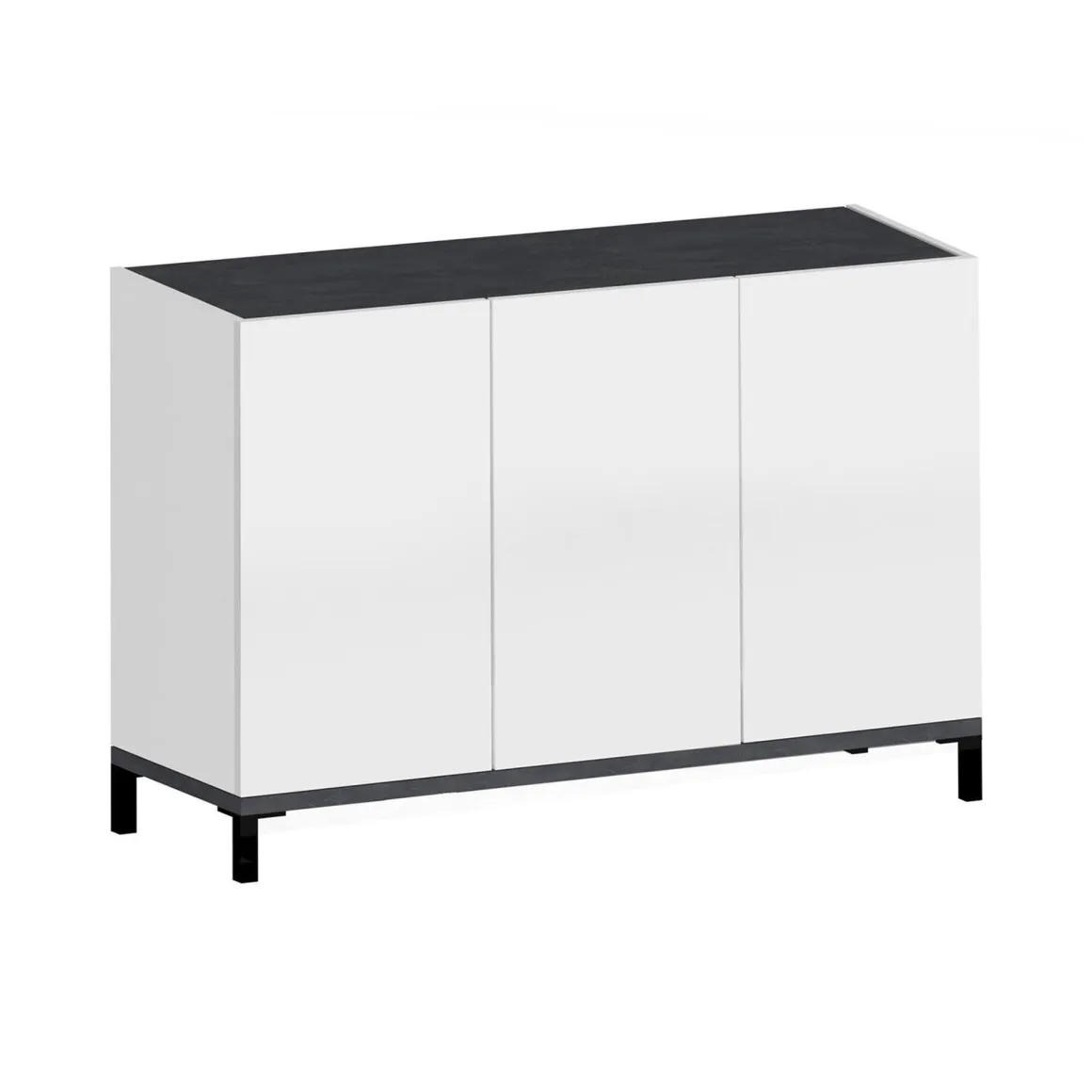 Scarpiera Modesta, cm 120x40h80, Bianco lucido e Ardesia