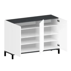 Scarpiera Modesta, cm 120x40h80, Bianco lucido e Ardesia