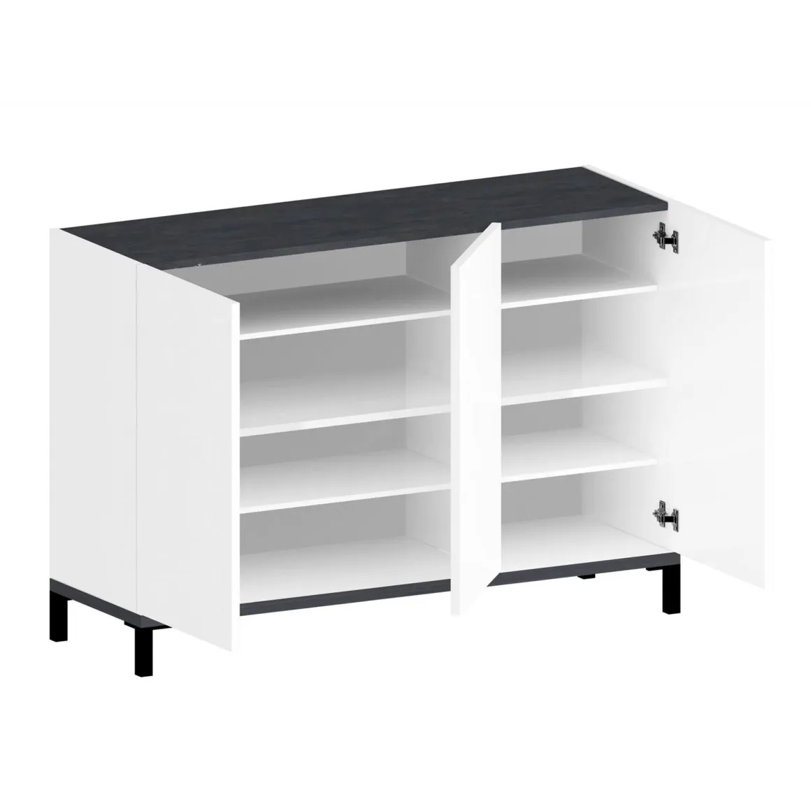 Scarpiera Modesta, cm 120x40h80, Bianco lucido e Ardesia