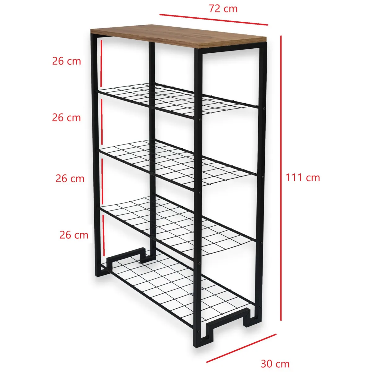 Scarpiere > Dmora Scarpiera 5 Ripiani 4 Vani 30x109x72h cm, Installazione a Terra - Enomondo Nero Rovere
