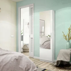 Scarpiera 16 paia bianca 50x180h cm 1 anta specchio - Euro