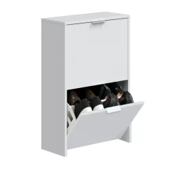 Bagno|Scarpiere > Dmora Scarpiera salvaspazio 2 ante bianca 50x75h cm - Arafat Bianco