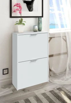 Bagno|Scarpiere > Dmora Scarpiera salvaspazio 2 ante bianca 50x75h cm - Arafat Bianco