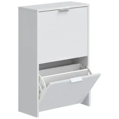 Bagno|Scarpiere > Dmora Scarpiera salvaspazio 2 ante bianca 50x75h cm - Arafat Bianco