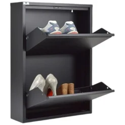 Scarpiera salvaspazio minimal nera 50x71h cm in metallo - Igina