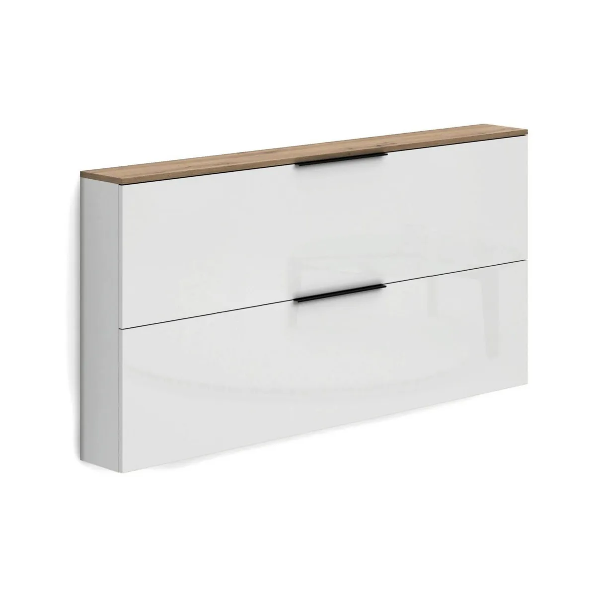 Scarpiere > Dmora Scarpiera sospesa 2 ante bianca lucida e rovere 160x80h cm - Achiko Marrone Rovere, Bianco Lucido