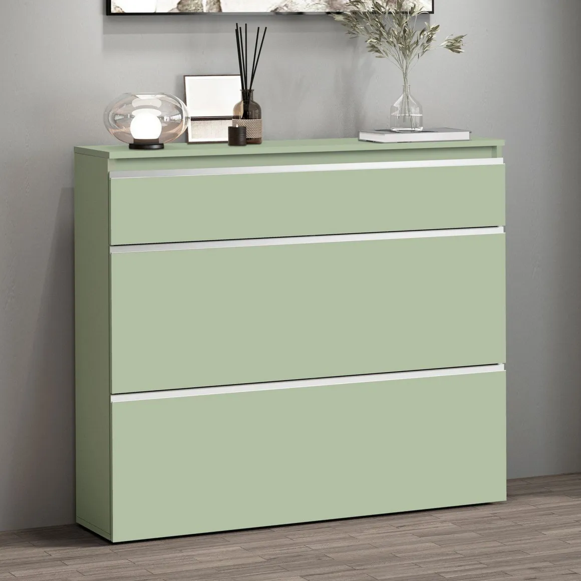 Scarpiera Verde 9 Ripiani 16 Paia 120x26.5x108h cm, 9 Vani - Marconi