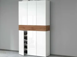 Bagno|Scarpiere > Dmora Scarpiera XL 7 ante rovere 114x200h cm - Charoite Bianco Rovere, Marrone Lucido