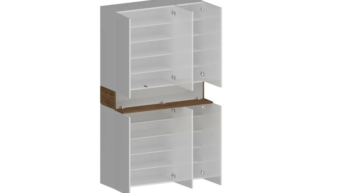 Bagno|Scarpiere > Dmora Scarpiera XL 7 ante rovere 114x200h cm - Charoite Bianco Rovere, Marrone Lucido