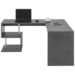 Ufficio|Camera Da Letto > Dmora Scrivania angolare ardesia 180x90cm con 3 cassetti - Leonilda Grigio Ardesia