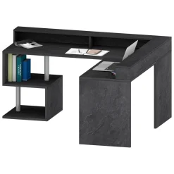 Ufficio|Camera Da Letto > Dmora Scrivania angolare ardesia 180x93cm con supporto computer - Adelma Grigio Ardesia