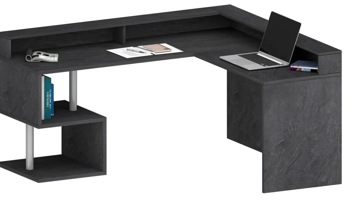 Scrivania angolare ardesia 180x93cm con porta pc - Auletta