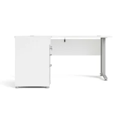Scrivania angolare bianca e grigia 159x150cm con 3 cassetti - Alfango