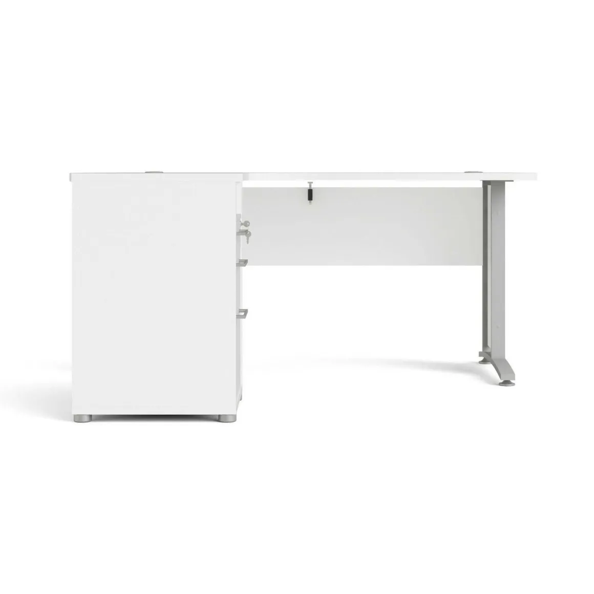 Scrivania angolare bianca e grigia 159x150cm con 3 cassetti - Alfango