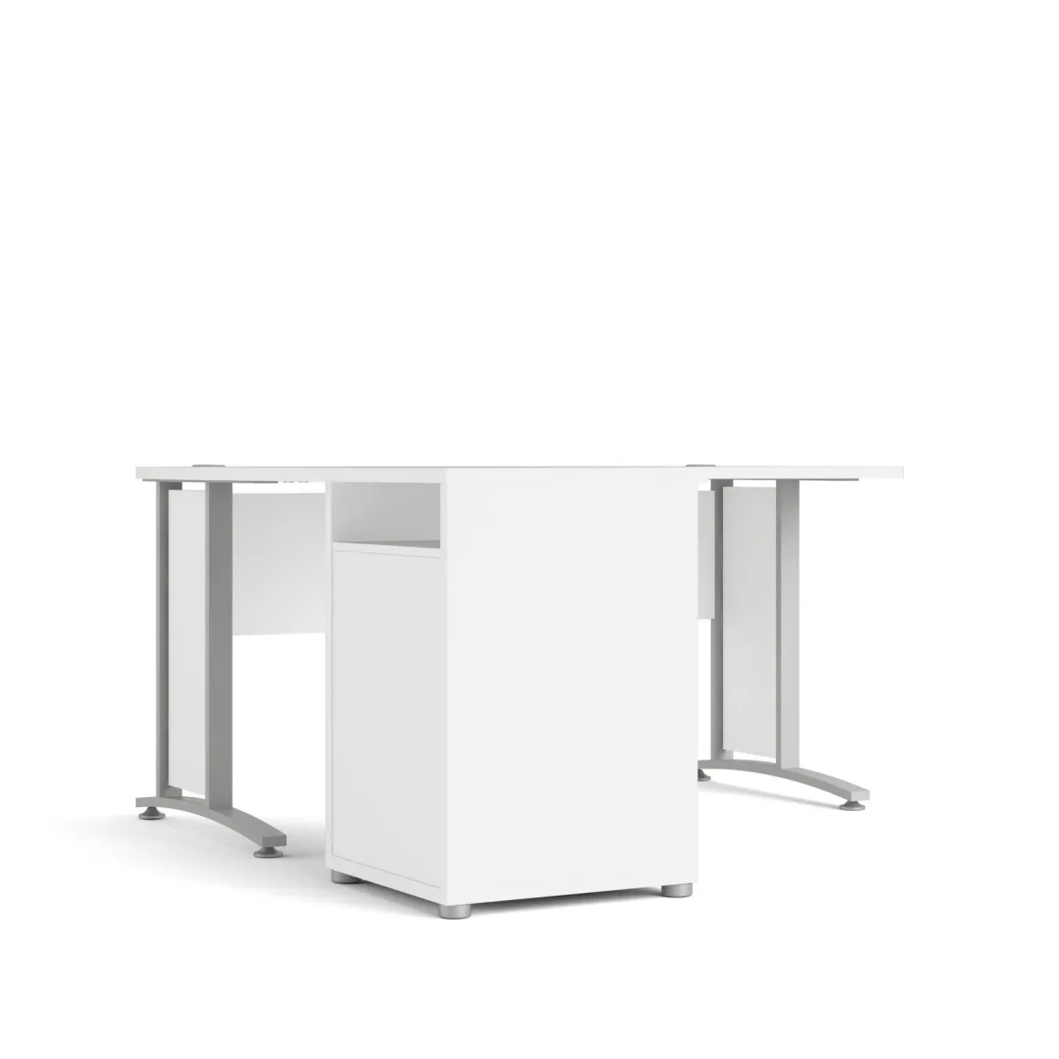 Scrivania angolare bianca e grigia 159x150cm con 3 cassetti - Alfango