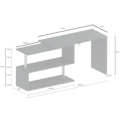 Ufficio|Camera Da Letto > Dmora Scrivania angolare bianca lucida 120x50cm con 2 cassetti - Topazio Bianco Lucido