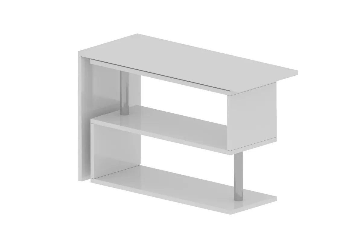 Ufficio|Camera Da Letto > Dmora Scrivania angolare bianca lucida 120x50cm con 2 cassetti - Topazio Bianco Lucido