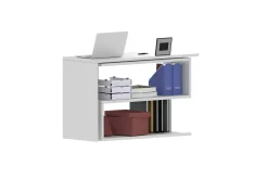 Ufficio|Camera Da Letto > Dmora Scrivania angolare bianca lucida 120x50cm con 2 cassetti - Topazio Bianco Lucido