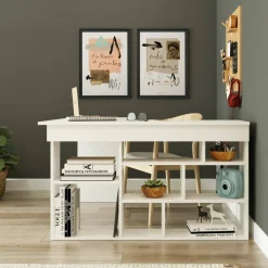 Ufficio|Camera Da Letto > Dmora Scrivania angolare bianca 130x130cm - Alik Bianco