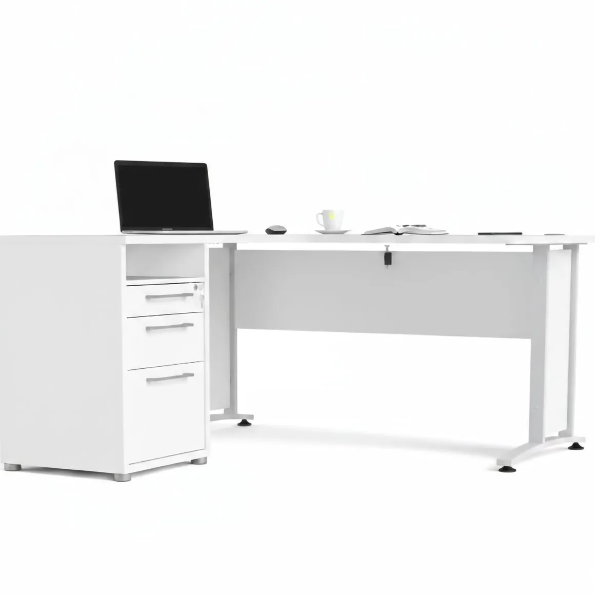 Scrivania angolare bianca 159x150cm da ufficio - Alfango