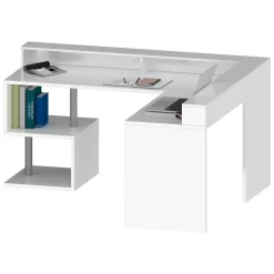 Ufficio|Camera Da Letto > Dmora Scrivania angolare bianca 180x93cm con supporto computer - Adelma Bianco