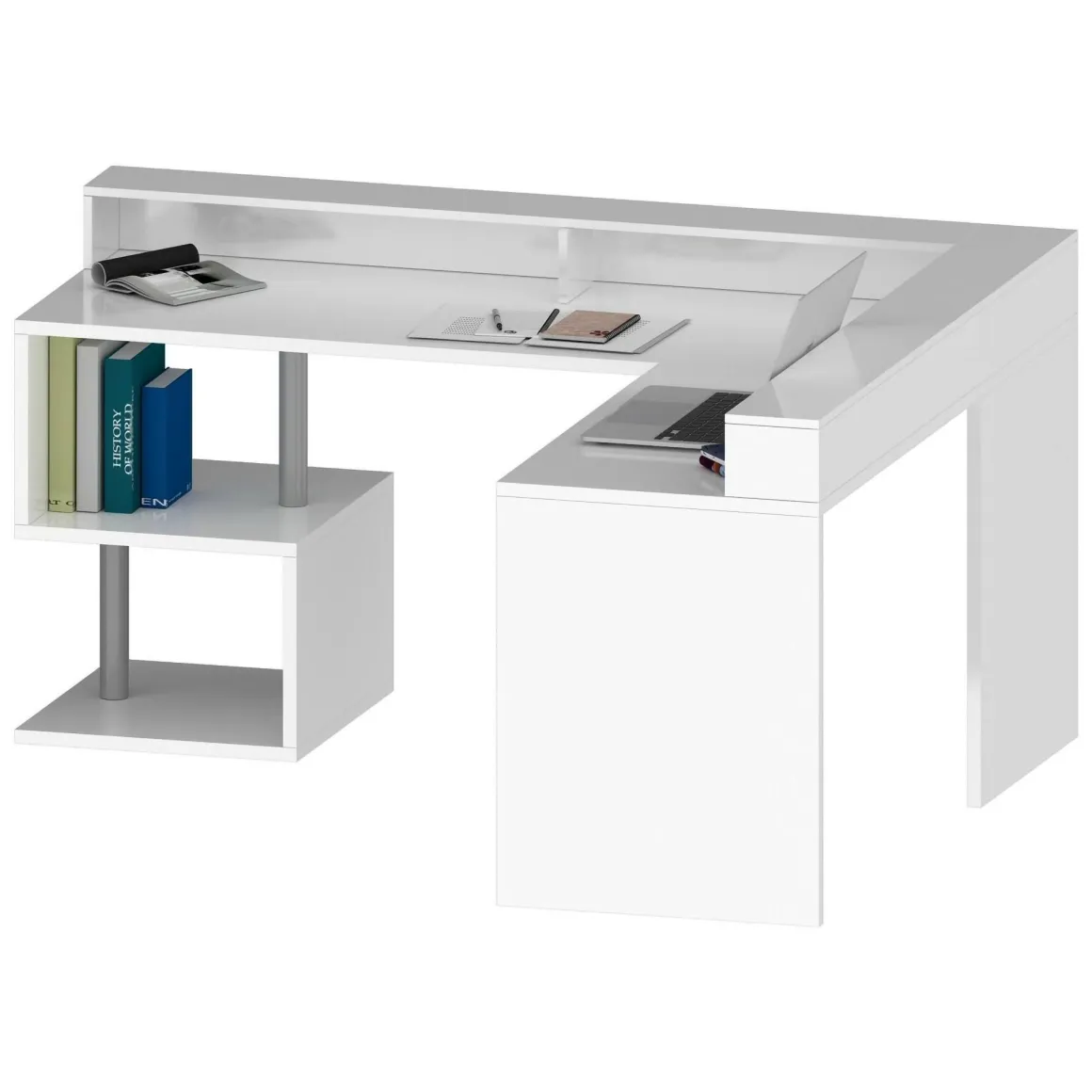 Scrivania angolare bianca 180x93cm con porta pc - Auletta
