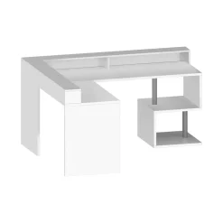 Ufficio|Camera Da Letto > Dmora Scrivania angolare bianca 180x93cm con supporto computer - Adelma Bianco