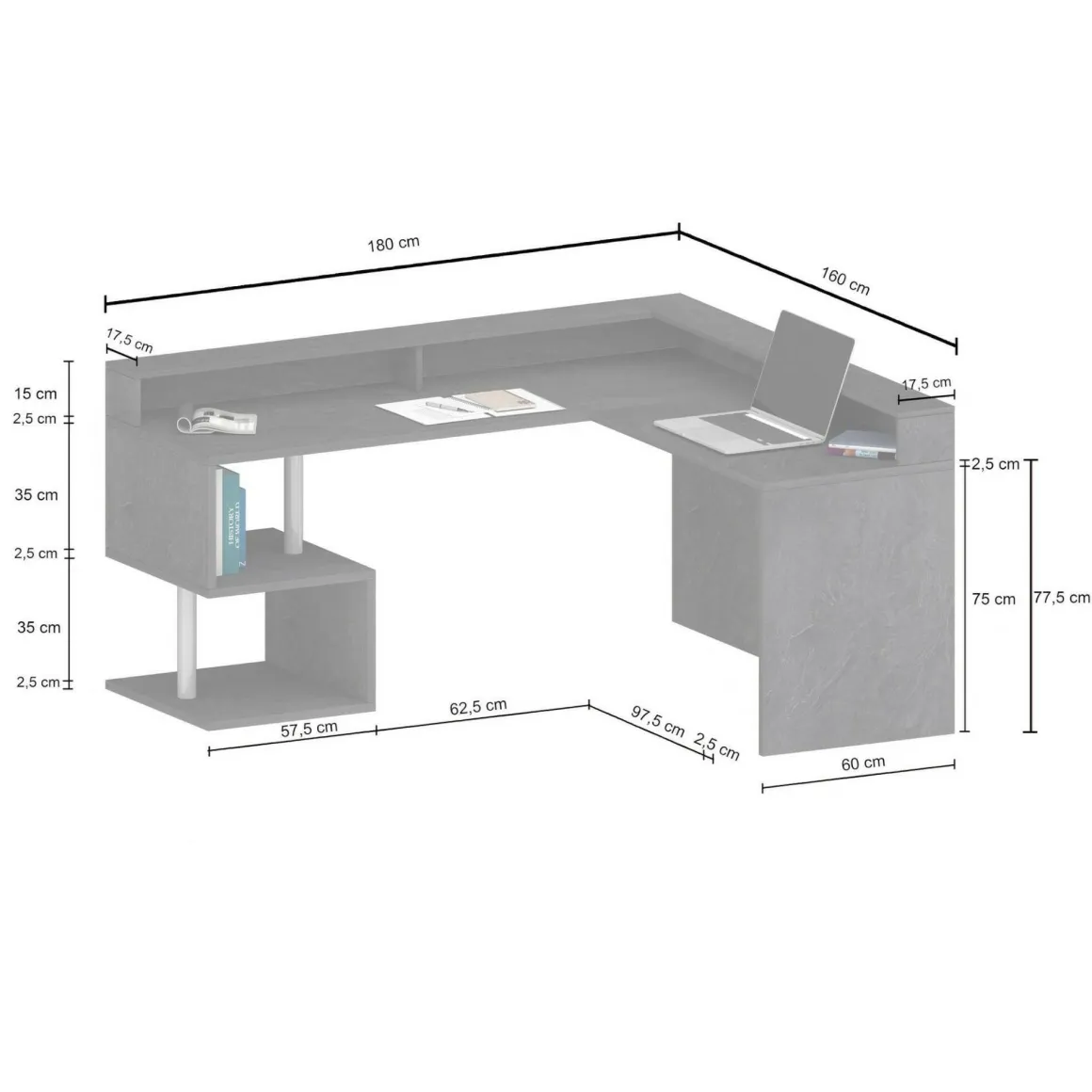 Scrivania angolare bianca 180x93cm con porta pc - Auletta