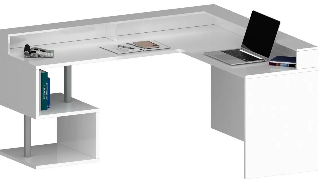 Scrivania angolare bianca 180x93cm con porta pc - Auletta