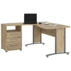 Scrivania angolare grigia e quercia 159x150cm in legno - Estong