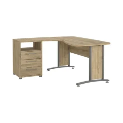 Scrivania angolare grigia e quercia 159x150cm in legno - Estong