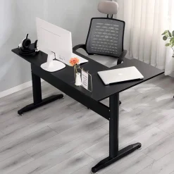 Ufficio|Camera Da Letto > Dmora Scrivania angolare nera 80x140cm struttura in metallo - Acua Nero