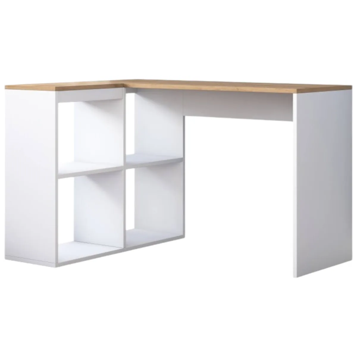 Scrivanie > Dmora Scrivania angolare quercia e bianca 120x50cm con libreria - Montone Bianco, Marrone Quercia