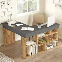 Scrivania angolare quercia e nera 129x120cm - Altin